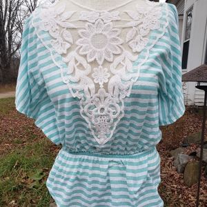 Striped boho lacey fitted shirt